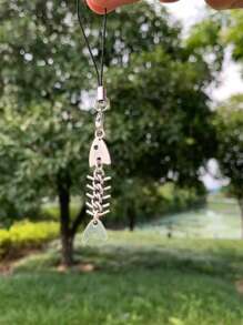 鱼骨设计手机挂绳礼物，适合母亲、家人、朋友、生日、节日手机挂饰、手机链 - 銀色 - 查看 2