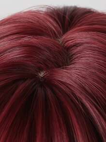 Red Brown Medium Body Wave Synthetic Wig With Bangs Red Curcly Hair For Women Daily Heat Resistant Wigs