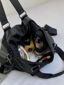 Túi Duffel Tối Giản Tay Cầm Đôi Dành Cho Thể Thao & Du Lịch - màu đen - Xem 4