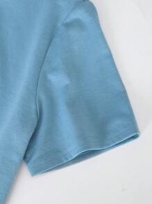 SHEIN Tween Boy Slogan Graphic Tee - Baby Blue - View 4