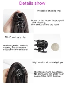 Medium Straight Ponytail Synthetic Hair Extension With Claw - Two-Tone - View 6