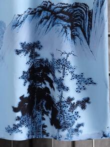 Manfinity Homme Men Mountain & Tree Print Tee - Blue - View 5