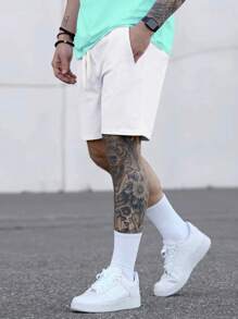 Manfinity Homme Men Drawstring Waist Shorts - White - View 2