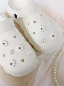10 stks Faux Pearl Decor Bloem Ontwerp Schoen Decoratie, ABS Sierlijke Accessoires Voor Klompen Slides