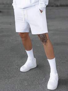 Manfinity Homme Men Drawstring Waist Shorts - White - View 7