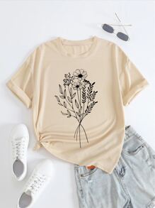 Mulvari Camiseta con estampado floral - Albaricoque - Ver 1