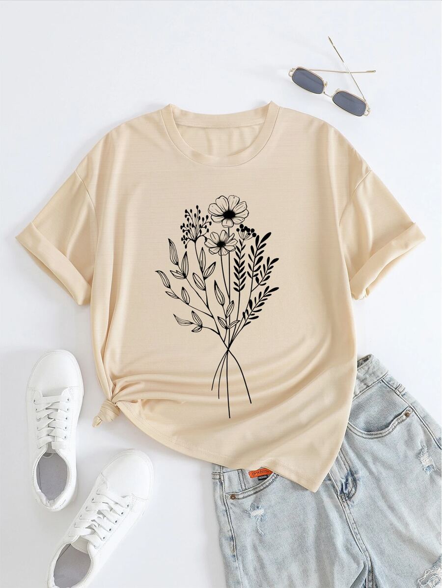 Mulvari Camiseta con estampado floral - Albaricoque - Ver 1