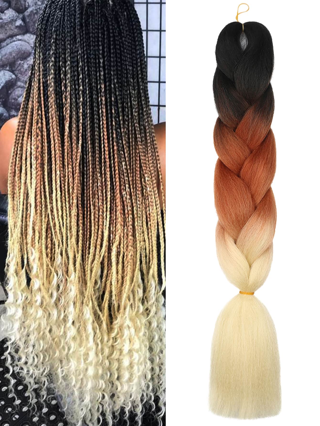 Gói 1 Bím Tóc Lớn 24Inch Thích Hợp Cho Phụ Nữ Và Trẻ Em Ngày Lễ Hàng Ngày Và Cosplay Bện Màu Nâu Ombre Nhiều Màu Thời Trang tổng hợp Tóc Móc Phần Mở Rộng Tóc Hữu Ích Và Khéo léo Tóc Nhiệt Độ Cao - Nhiều màu - Xem 1