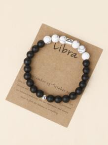 1入組12星座裝飾石串珠手鍊 - 黑與白 - 查看 6