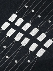 1 PC Thời Trang 12 Chòm Sao Tarot Vòng Cổ Cho Nữ Cho Đảng Quà Tặng Sinh Nhật, Trang Sức Inox - Bạc - Xem 2