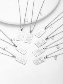 1 PC Thời Trang 12 Chòm Sao Tarot Vòng Cổ Cho Nữ Cho Đảng Quà Tặng Sinh Nhật, Trang Sức Inox - Bạc - Xem 3