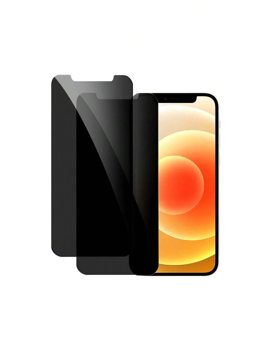 2入組螢幕隱私保護鋼化膜適用於iphone,私人屏幕保護膜 - 黑色 - 查看 1