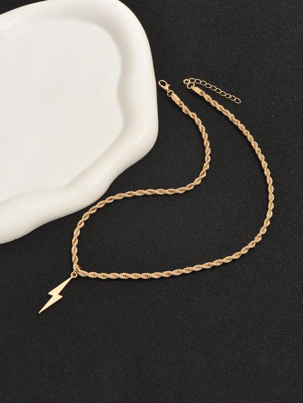 1pc Men Lightning Charm Necklace, Stainless Steel Jewelry SHEIN USA
