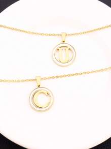 字母墜飾項鍊 - 金黃色 - 查看 5