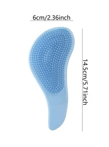 1pc Massage Comb, Macaron Color Series, Anti-Static Massage Hair Brush, ABS Soft Teeth, Smoothens Hair Without Tangles, Suitable For Wet & Dry Use, Portable Magic Handle, Shower Massage Brush, Salon-Grade Hairstyling Tool, Suitable For Home And Outdoor Use, Can Be Given As A Gift To Friends And Family, Unisex, Essential For Back-To-School Season And Vacation, Women Hair Accessory - Blue - View 9