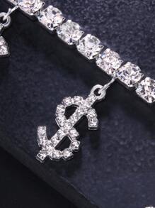 1 pieza Colgante con signo de dólar personalizado de color plateado con diamantes de imitación, collar de lujo con diamantes de imitación de marca de moda hip hop - Plateado - Ver 3