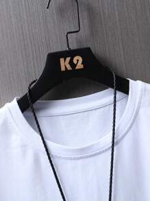 Manfinity LEGND Men T-Shirts Fit Crew Neck Short Sleeve Graphic Tee Summer Polyester - White - View 6