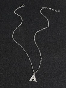 Vòng cổ mặt dây chuyền chữ cái nam - Bạc - Xem 4