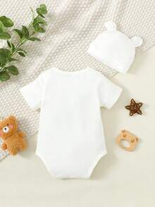 男婴童小熊印花連體衣和配件帽 - 白色 - 查看 2