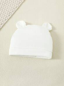 男婴童小熊印花連體衣和配件帽 - 白色 - 查看 3