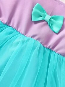 Baby Bow Front Mesh Overlay Cami Dress With Headband - Multicolor - View 4