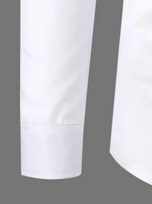 Manfinity Mode Men Casual Plaid Print Pocket Patched Long Sleeve Shirt For Boyfriend Gift, Fall - White - View 3