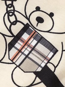 Bébé Garçon Imprimé Ours T-shirt & À Carreaux Short
