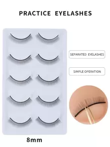 Glamlash 5pairs 8mm Training Eyelashes Extension Practice False Lashes For Beginner Teaching Eye Extension - Black - View 1