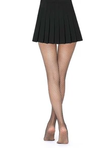 Solid Fishnet Tights - Black - View 4