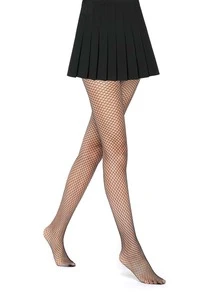 Solid Fishnet Tights - Black - View 2
