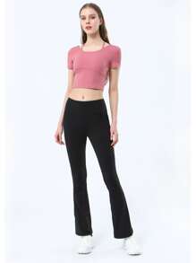 Quần Thể thao Nữ Túi màu trơn - màu đen - Xem 2