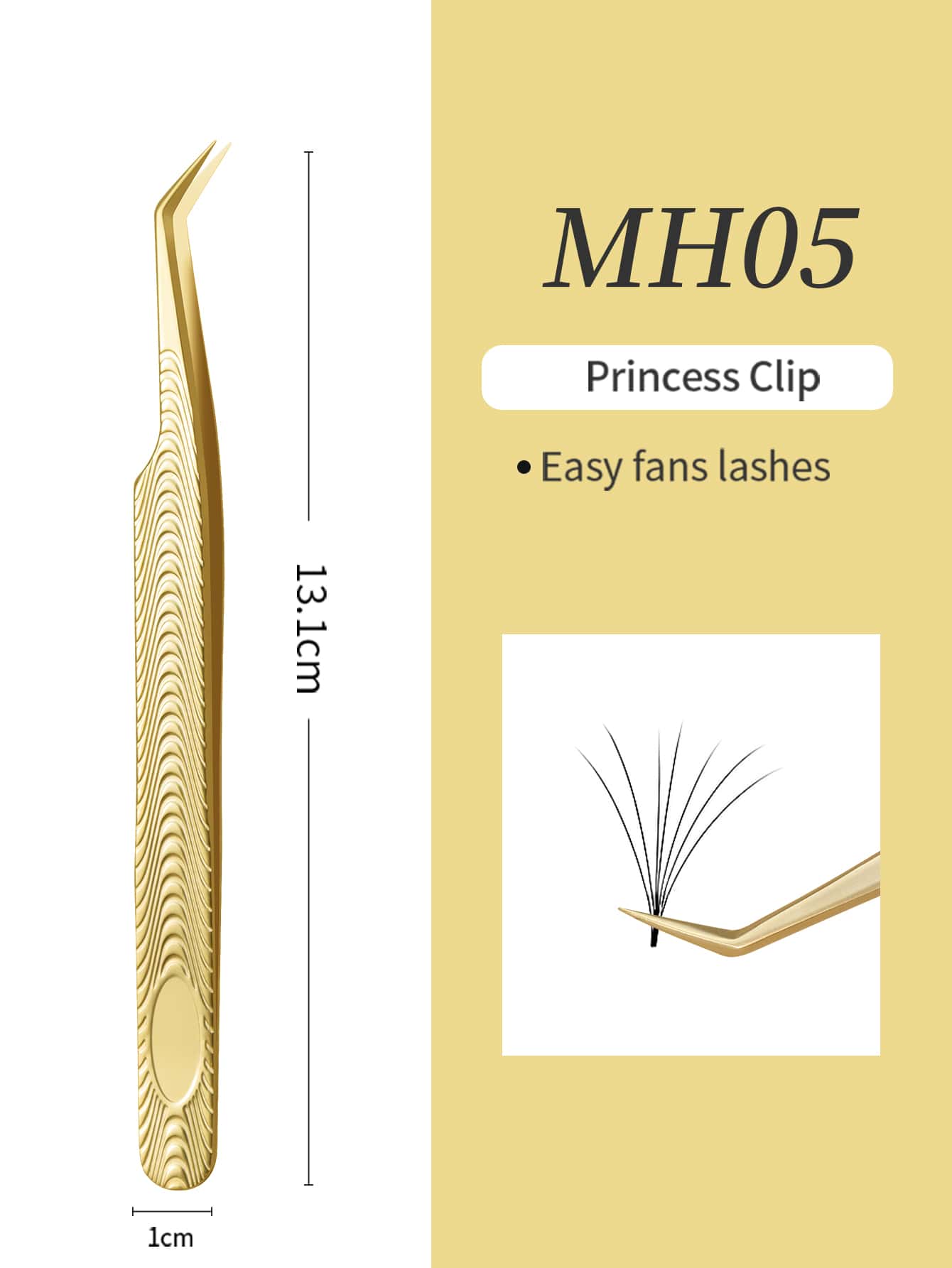 Glamlash 1pc MH-05 High-Grade 420 Stainless Steel Superhard Eyelash Extension Tweezer - Gold - View 1