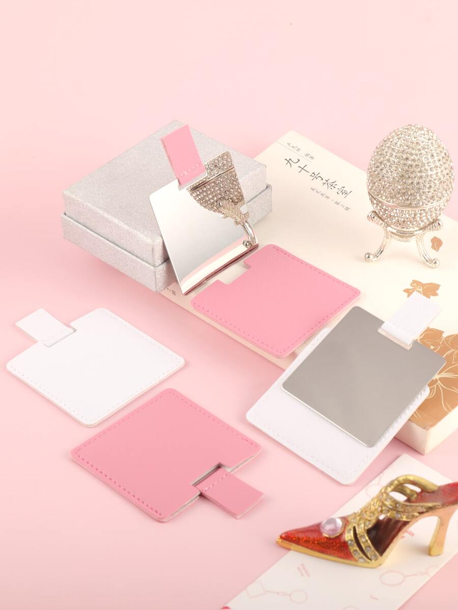 1 pieza Espejo portátil, espejo de vanidad, espejo de bolsillo, espejo pequeño, decoración para la sala de estar, dormitorio, baño del hogar, artículo de viaje, boda, fiesta, cumpleaños, regalos para hombres, mamá, papá, mejores amigos, maestro, Año Nuevo, accesorios, regalo divertido - Blanco - Ver 1