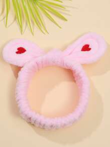 1入組女士愛心圖案蝴蝶結裝飾時尚髮帶適用於日常 - 粉色 - 查看 2