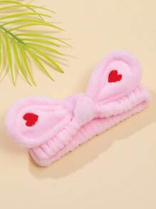 1入組女士愛心圖案蝴蝶結裝飾時尚髮帶適用於日常 - 粉色 - 查看 3