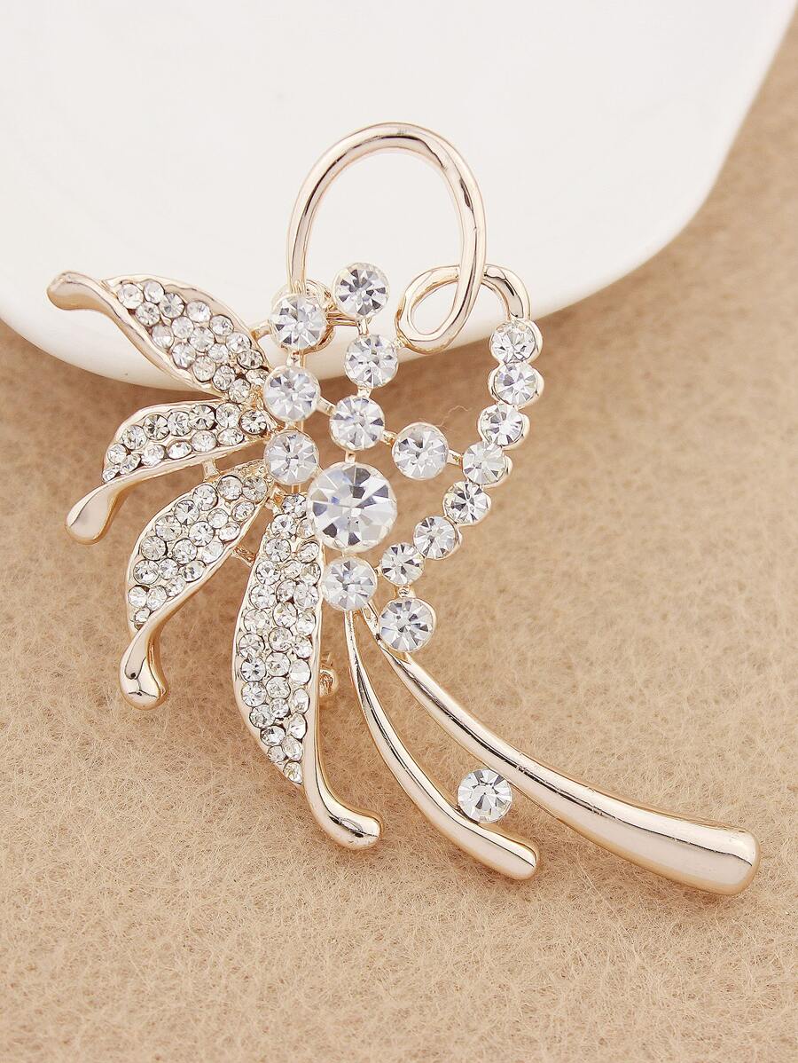 1入組魅力四射水鑽裝飾胸針適合女士日常裝飾 - 金色 - 查看 1