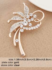1入組魅力四射水鑽裝飾胸針適合女士日常裝飾 - 金色 - 查看 3