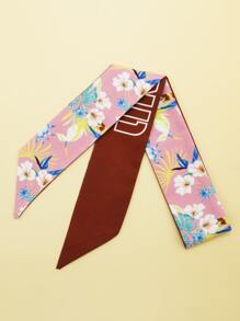 1入組女士花卉圖案時尚圍巾日常裝飾 - 彩色 - 查看 4