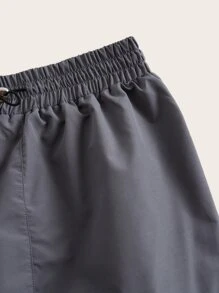 GENKIRA Solid Drawstring Waist Flap Pocket Cargo Skirt - Grey - View 3