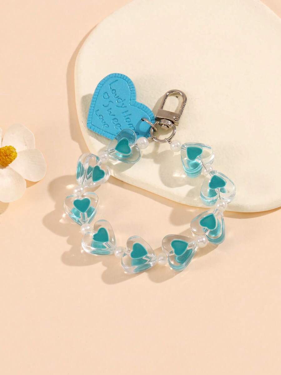 1pc Women Heart Charm Fashionable Keychain For Key Decoration - Multicolor - View 1