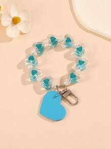 1pc Women Heart Charm Fashionable Keychain For Key Decoration - Multicolor - View 3