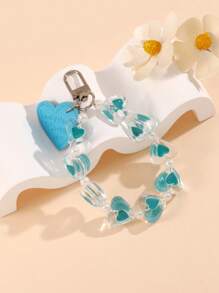 1pc Women Heart Charm Fashionable Keychain For Key Decoration - Multicolor - View 4