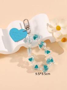 1pc Women Heart Charm Fashionable Keychain For Key Decoration - Multicolor - View 5