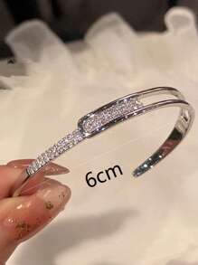 1入ins風格豪華銅製星空幾何手鐲,適用於女性日常休閒穿著 - 銀色 - 查看 6