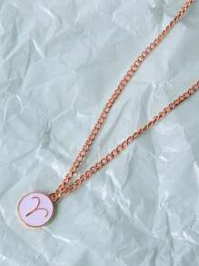 星座象徵細節圓形吊飾項鍊 - 金黃色 - 查看 2