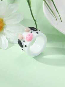 Anillo con dibujos animados con diseño de vaca - Multicolor - Ver 2