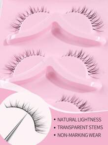 Magefy 5 對天然全假睫毛,帶有透明莖,蓬鬆纖細,適合日常使用漫畫睫毛,旅行必備品 - 黑色 - 查看 4