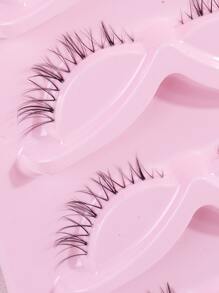 Magefy 5 對天然全假睫毛,帶有透明莖,蓬鬆纖細,適合日常使用漫畫睫毛,旅行必備品 - 黑色 - 查看 6