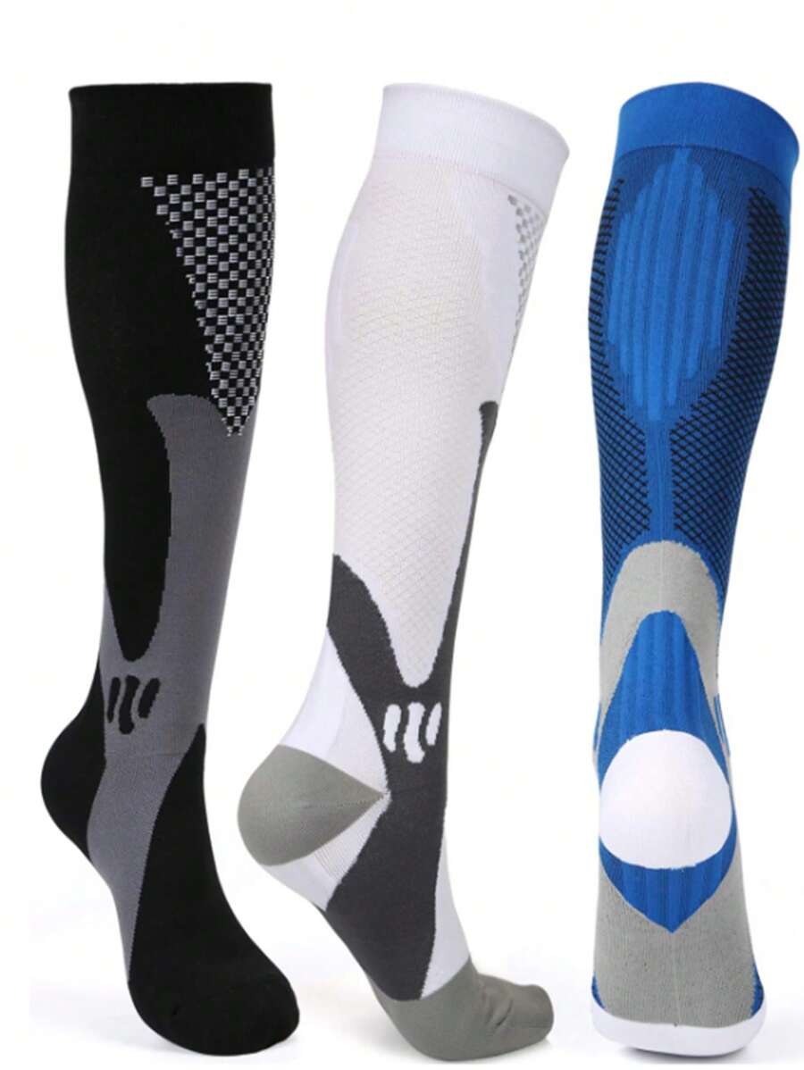 3雙男士彩色分區過膝袜，運動必備 - 彩色 - 查看 1