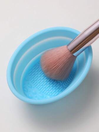 1pc Foldable Silicone Makeup Brush Cleaner Bowl - Etercycle Portable Cleaning Tool For Brushes, Powder Puffs, And Sponges
